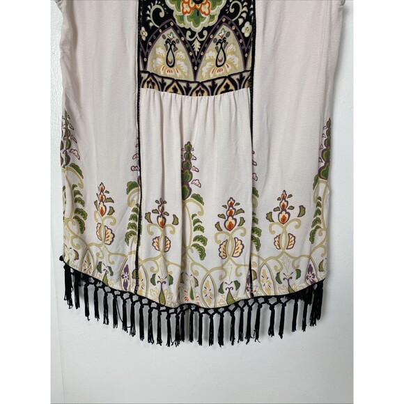 Vanessa Virginia Anthropologie Top Augustina Size S Fringed Boho Floral Beige - Picture 6 of 14